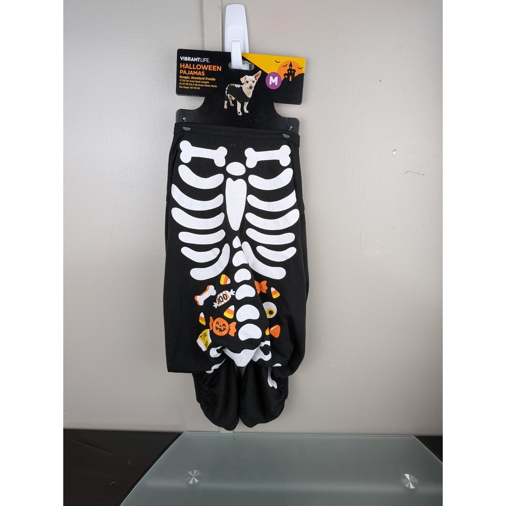 Vibrant Life Halloween Skeleton Dog Pajamas Black Medium Beagle Standard Poodle